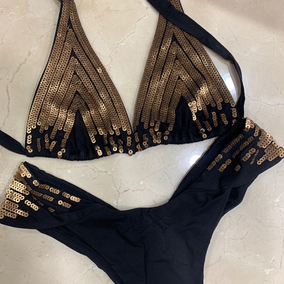 La Perla Other - La Perla Black gold/brown sequin bikini